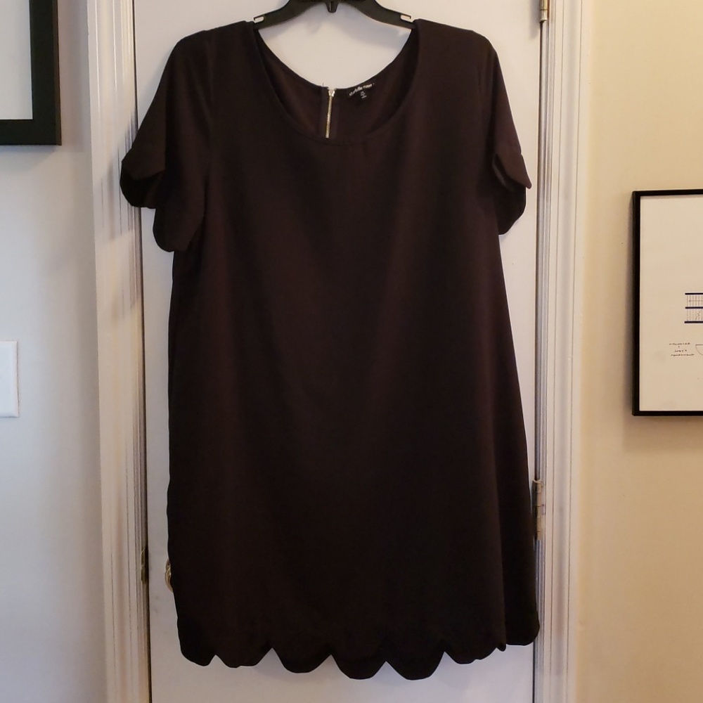 Black Dress with Scalloped Detailing